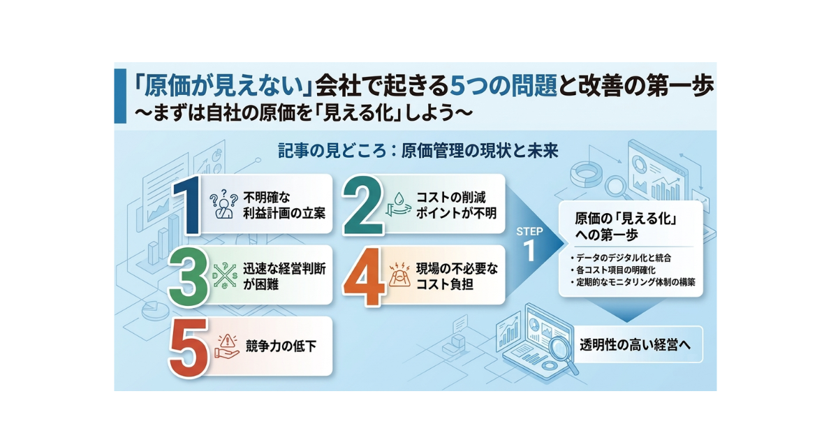 原価が見えない会社で起きる5つの問題と改善の第一歩